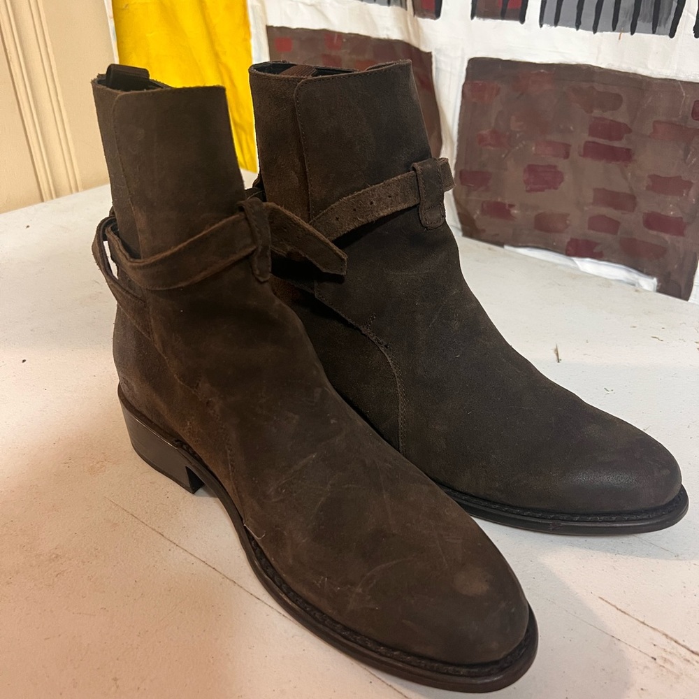 Thursday boots rouge, dark Olive suede, size 10 mens.